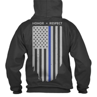 Thumbnail for Hoodie - Honor/Respect, Thin Blue Line Flag